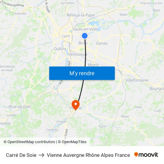 Carré De Soie to Vienne Auvergne Rhône Alpes France map