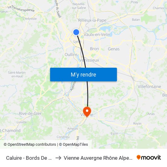 Caluire - Bords De Saône to Vienne Auvergne Rhône Alpes France map