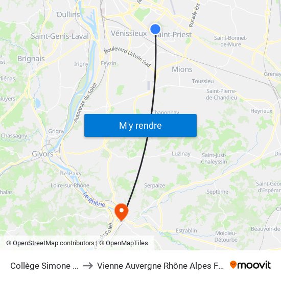 Collège Simone Veil to Vienne Auvergne Rhône Alpes France map