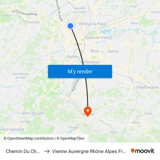 Chemin Du Chêne to Vienne Auvergne Rhône Alpes France map