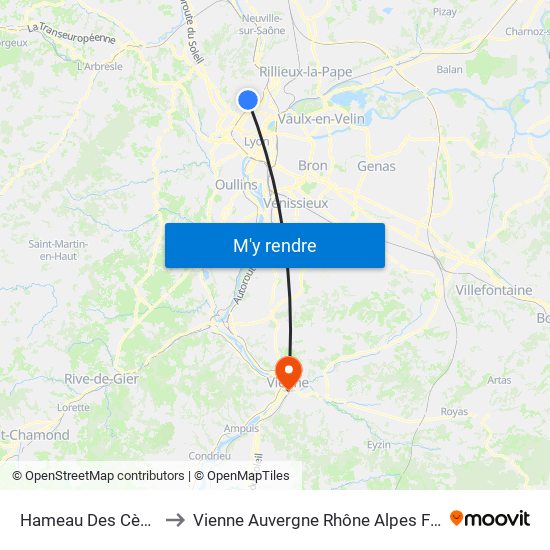 Hameau Des Cèdres to Vienne Auvergne Rhône Alpes France map