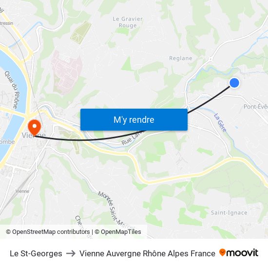 Le St-Georges to Vienne Auvergne Rhône Alpes France map