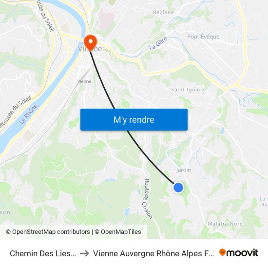Chemin Des Liesses to Vienne Auvergne Rhône Alpes France map