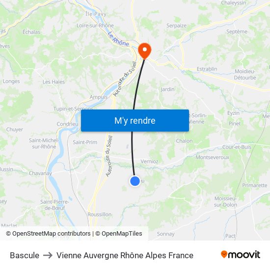 Bascule to Vienne Auvergne Rhône Alpes France map