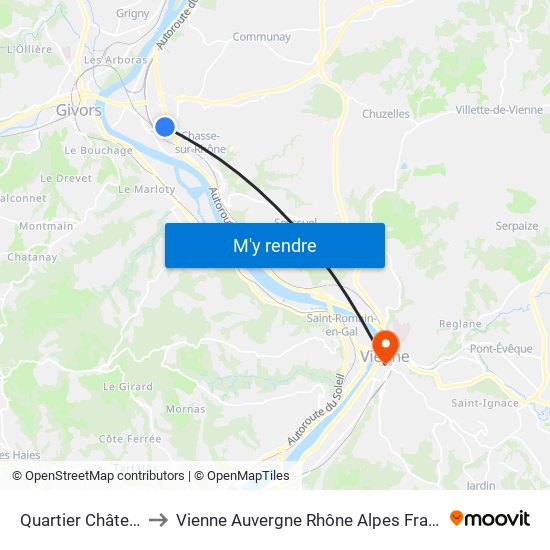 Quartier Château to Vienne Auvergne Rhône Alpes France map