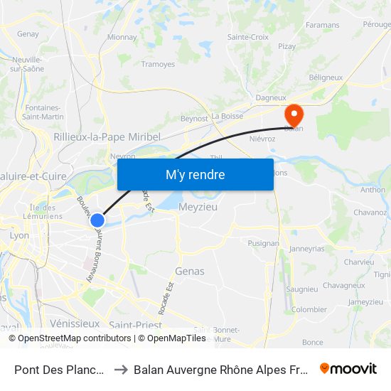 Pont Des Planches to Balan Auvergne Rhône Alpes France map