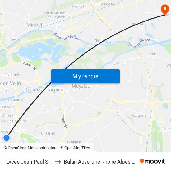 Lycée Jean-Paul Sartre to Balan Auvergne Rhône Alpes France map