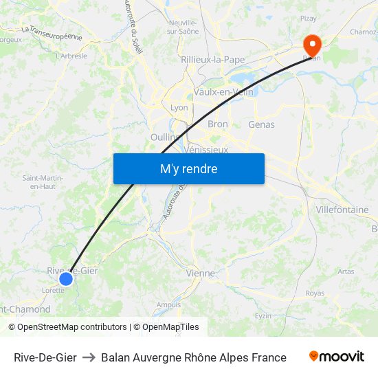 Rive-De-Gier to Balan Auvergne Rhône Alpes France map