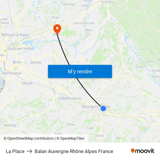 La Place to Balan Auvergne Rhône Alpes France map