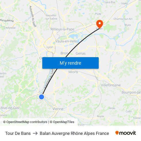 Tour De Bans to Balan Auvergne Rhône Alpes France map