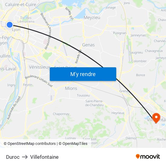 Duroc to Villefontaine map