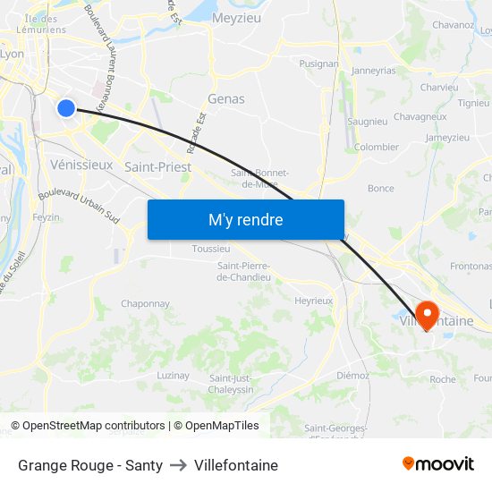 Grange Rouge - Santy to Villefontaine map