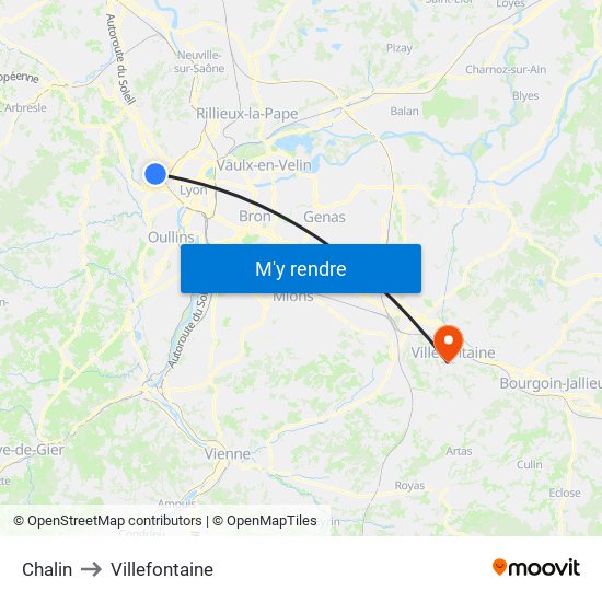 Chalin to Villefontaine map