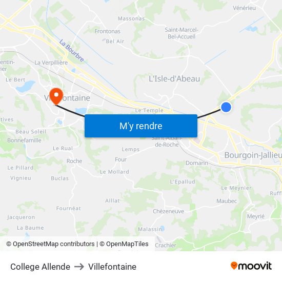 College Allende to Villefontaine map