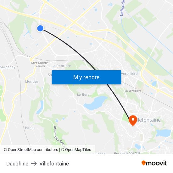 Dauphine to Villefontaine map