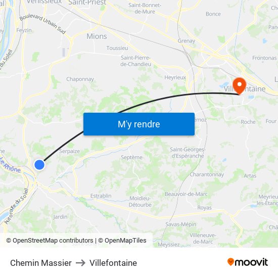 Chemin Massier to Villefontaine map
