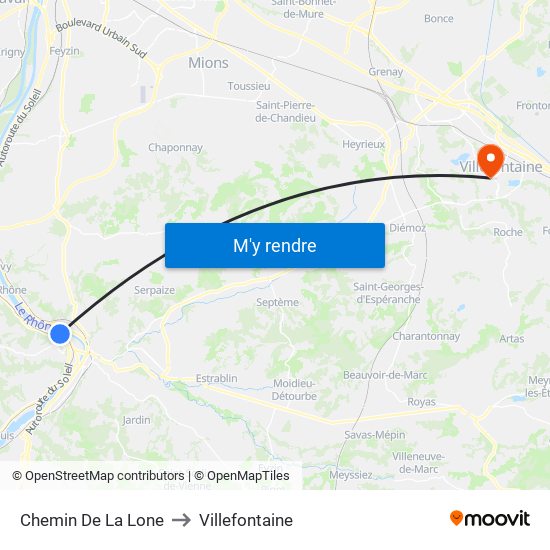 Chemin De La Lone to Villefontaine map