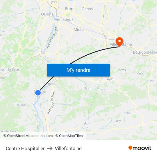 Centre Hospitalier to Villefontaine map