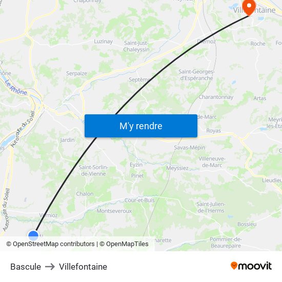 Bascule to Villefontaine map