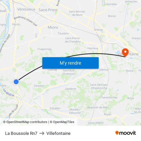 La Boussole Rn7 to Villefontaine map