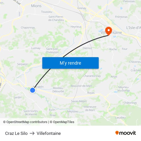 Craz Le Silo to Villefontaine map
