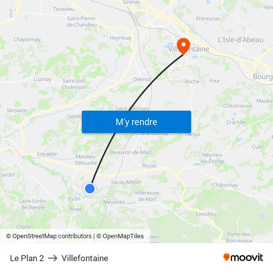 Le Plan 2 to Villefontaine map