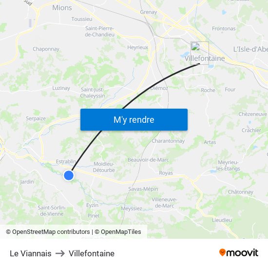 Le Viannais to Villefontaine map