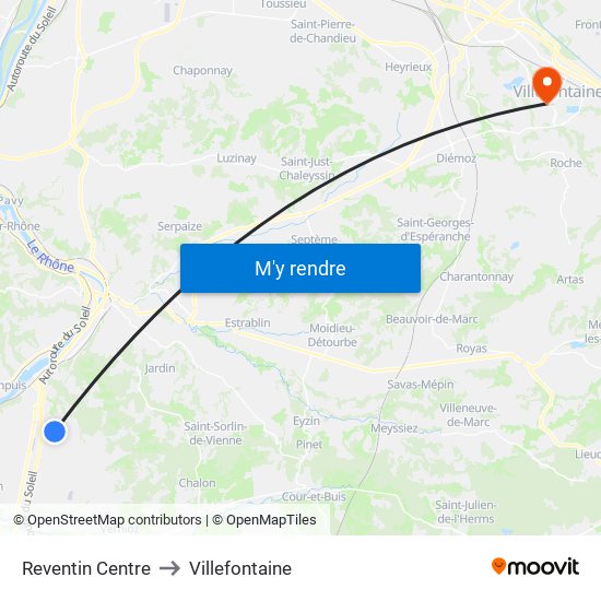 Reventin Centre to Villefontaine map