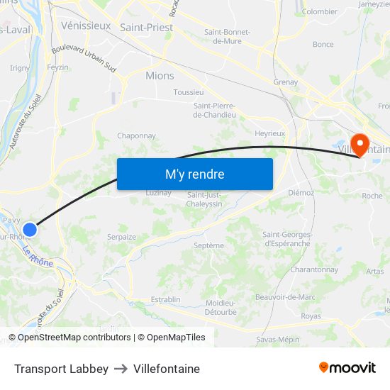 Transport Labbey to Villefontaine map