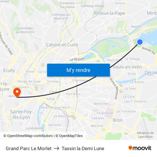 Grand Parc Le Morlet to Tassin la Demi Lune map