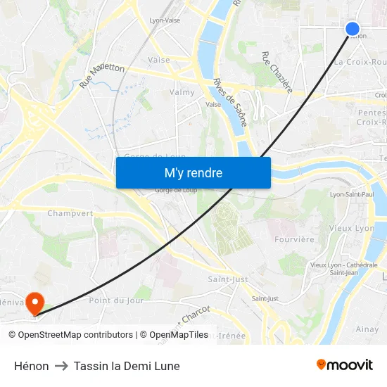 Hénon to Tassin la Demi Lune map