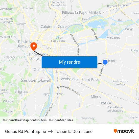 Genas Rd Point Epine to Tassin la Demi Lune map