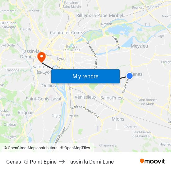 Genas Rd Point Epine to Tassin la Demi Lune map