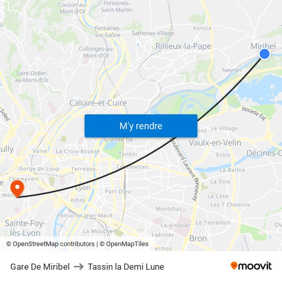 Gare De Miribel to Tassin la Demi Lune map