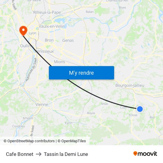 Cafe Bonnet to Tassin la Demi Lune map