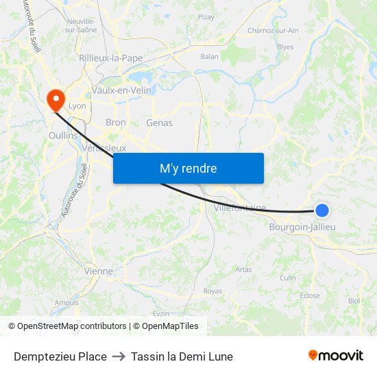 Demptezieu Place to Tassin la Demi Lune map