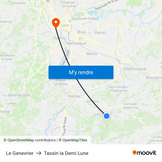 Le Genevrier to Tassin la Demi Lune map