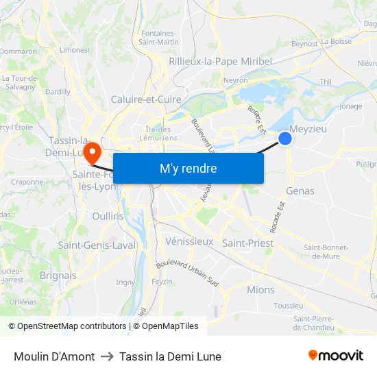 Moulin D'Amont to Tassin la Demi Lune map
