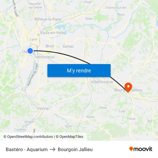 Bastéro - Aquarium to Bourgoin Jallieu map