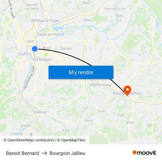 Benoit Bernard to Bourgoin Jallieu map