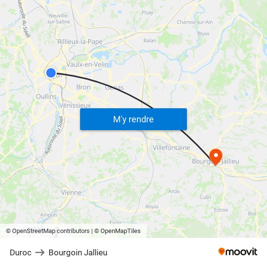 Duroc to Bourgoin Jallieu map