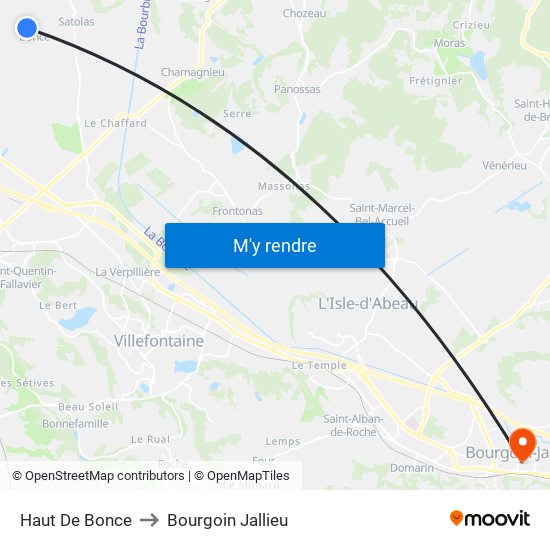 Haut De Bonce to Bourgoin Jallieu map