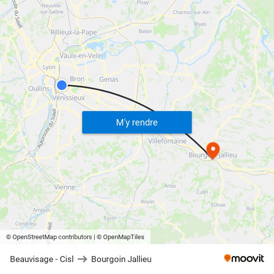 Beauvisage - Cisl to Bourgoin Jallieu map