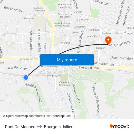 Pont De Maubec to Bourgoin Jallieu map