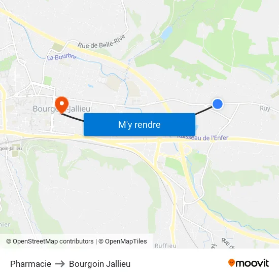 Pharmacie to Bourgoin Jallieu map