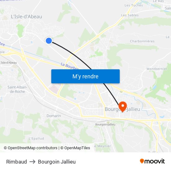 Rimbaud to Bourgoin Jallieu map