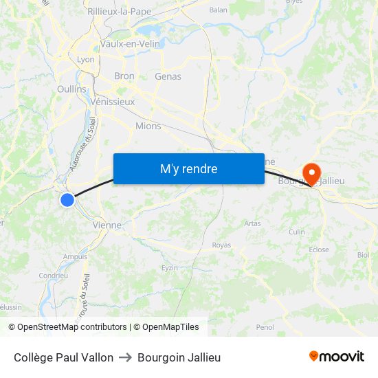 Collège Paul Vallon to Bourgoin Jallieu map