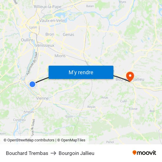 Bouchard Trembas to Bourgoin Jallieu map