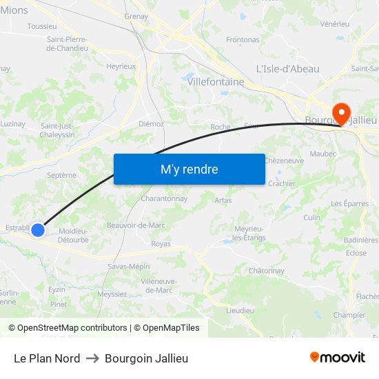 Le Plan Nord to Bourgoin Jallieu map