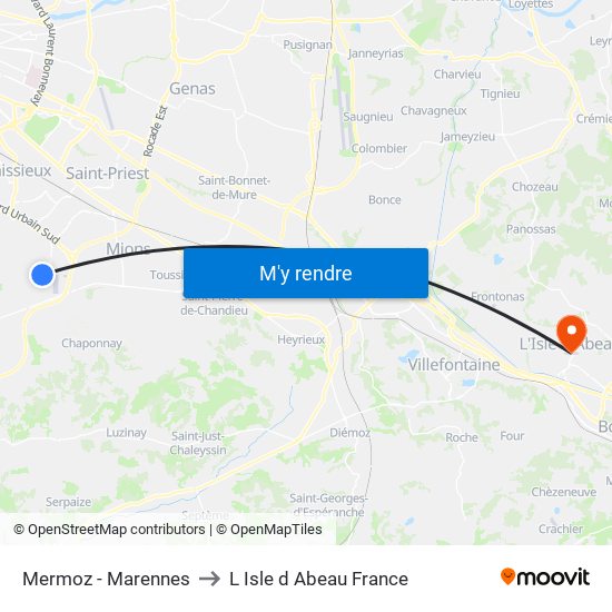 Mermoz - Marennes to L Isle d Abeau France map